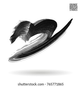 Grey brush stroke and texture. Grunge vector abstract hand - painted element. Underline and border design.