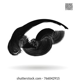 Grey brush stroke and texture. Grunge vector abstract hand - painted element. Underline and border design.