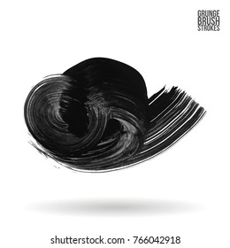 Grey brush stroke and texture. Grunge vector abstract hand - painted element. Underline and border design.