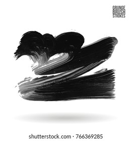 Grey brush stroke and texture. Grunge vector abstract hand - painted element. Underline and border design.