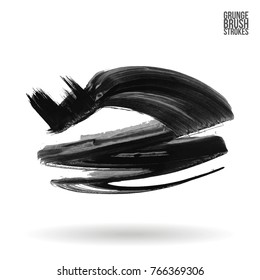 Grey brush stroke and texture. Grunge vector abstract hand - painted element. Underline and border design.