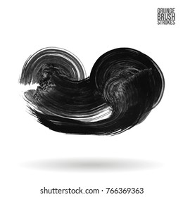 Grey brush stroke and texture. Grunge vector abstract hand - painted element. Underline and border design.