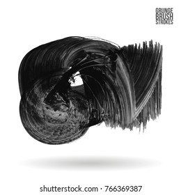 Grey brush stroke and texture. Grunge vector abstract hand - painted element. Underline and border design.