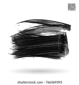 Grey brush stroke and texture. Grunge vector abstract hand - painted element. Underline and border design.