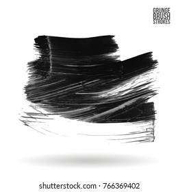 Grey brush stroke and texture. Grunge vector abstract hand - painted element. Underline and border design.