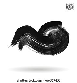 Grey brush stroke and texture. Grunge vector abstract hand - painted element. Underline and border design.
