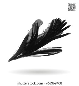 Grey brush stroke and texture. Grunge vector abstract hand - painted element. Underline and border design.
