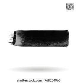 Grey brush stroke and texture. Grunge vector abstract hand - painted element. Underline and border design.