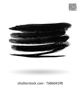 Grey brush stroke and texture. Grunge vector abstract hand - painted element. Underline and border design.