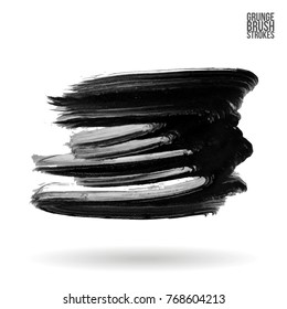 Grey brush stroke and texture. Grunge vector abstract hand - painted element. Underline and border design.