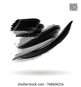 Grey brush stroke and texture. Grunge vector abstract hand - painted element. Underline and border design.