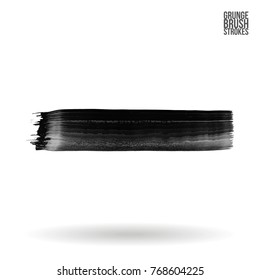 Grey brush stroke and texture. Grunge vector abstract hand - painted element. Underline and border design.