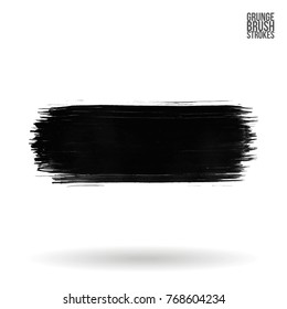 Grey brush stroke and texture. Grunge vector abstract hand - painted element. Underline and border design.