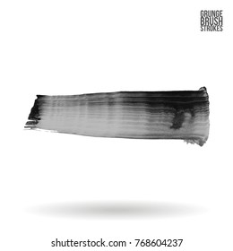 Grey brush stroke and texture. Grunge vector abstract hand - painted element. Underline and border design.