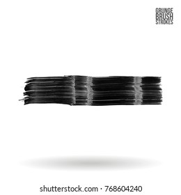 Grey brush stroke and texture. Grunge vector abstract hand - painted element. Underline and border design.