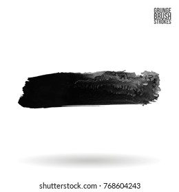Grey brush stroke and texture. Grunge vector abstract hand - painted element. Underline and border design.