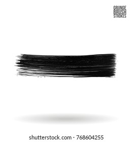 Grey brush stroke and texture. Grunge vector abstract hand - painted element. Underline and border design.