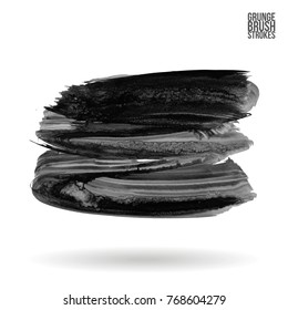 Grey brush stroke and texture. Grunge vector abstract hand - painted element. Underline and border design.