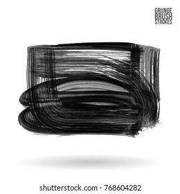 Grey brush stroke and texture. Grunge vector abstract hand - painted element. Underline and border design.