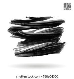 Grey brush stroke and texture. Grunge vector abstract hand - painted element. Underline and border design.