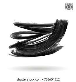 Grey brush stroke and texture. Grunge vector abstract hand - painted element. Underline and border design.