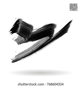 Grey brush stroke and texture. Grunge vector abstract hand - painted element. Underline and border design.