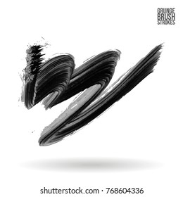 Grey brush stroke and texture. Grunge vector abstract hand - painted element. Underline and border design.