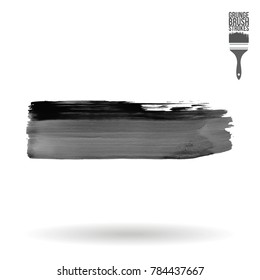 Grey brush stroke and texture. Grunge vector abstract hand - painted element. Underline and border design.