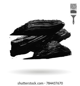 Grey brush stroke and texture. Grunge vector abstract hand - painted element. Underline and border design.