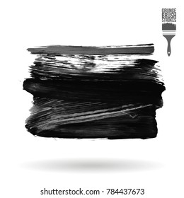 Grey brush stroke and texture. Grunge vector abstract hand - painted element. Underline and border design.