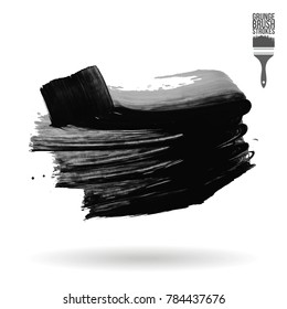 Grey brush stroke and texture. Grunge vector abstract hand - painted element. Underline and border design.