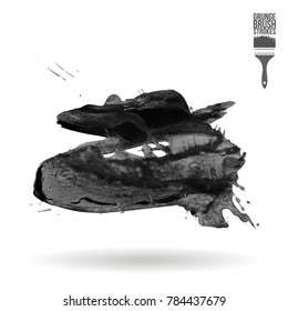 Grey brush stroke and texture. Grunge vector abstract hand - painted element. Underline and border design.