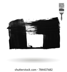 Grey brush stroke and texture. Grunge vector abstract hand - painted element. Underline and border design.
