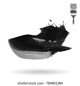 Grey brush stroke and texture. Grunge vector abstract hand - painted element. Underline and border design.