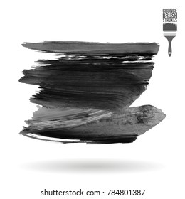 Grey brush stroke and texture. Grunge vector abstract hand - painted element. Underline and border design.