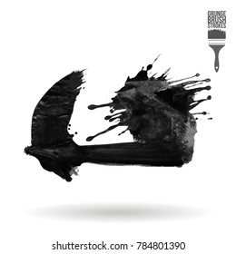 Grey brush stroke and texture. Grunge vector abstract hand - painted element. Underline and border design.