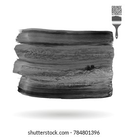 Grey brush stroke and texture. Grunge vector abstract hand - painted element. Underline and border design.