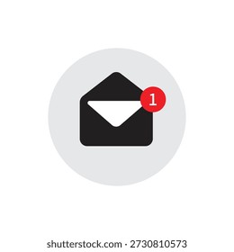 Bolha cinza com aviso de e-mail. tendência de estilo simples simples plano edm moderno e-mail logotipo design gráfico isolado, conceito de que você tem e-mail e caixa de entrada completa