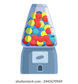 Grey bubblegum machine icon cartoon vector. Slot equipment. Sugar object