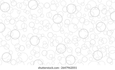 Bulles grises sur fond blanc, fond d'écran avec disques, cercles, bulles d'air. Effet de vol, dessin aéré clair.