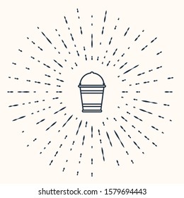 Grey Bucket icon isolated on beige background. Abstract circle random dots. Vector Illustration