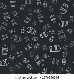 Grey Bucket icon isolated seamless pattern on black background.  Vector Illustration