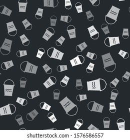 Grey Bucket icon isolated seamless pattern on black background.  Vector Illustration