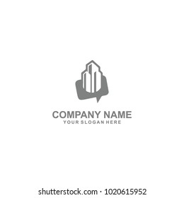 grey building logo design