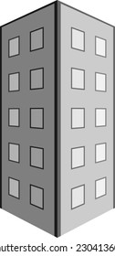 Grey Building - Vector Image