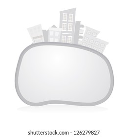 grey buildings background with oval empty space