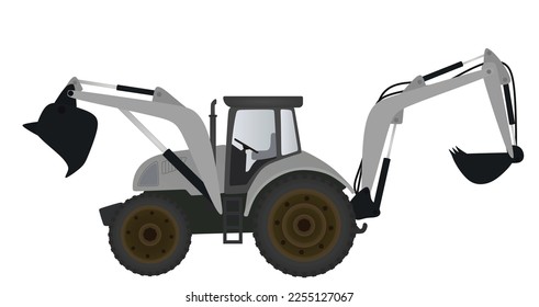 tractor buldozer gris. ilustración vectorial