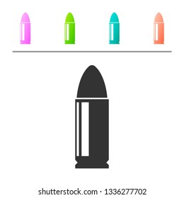 Grey Bullet icon isolated on white background. Set icon in color buttons. Vector Illustration