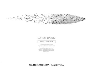 Grey bullet with polygon line on black abstract background. Polygonal space low poly with connecting dots and lines. Connection structure. Vector speed concept background.