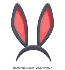 Grey bunny ears headband with red inside for party costume celebrating easter